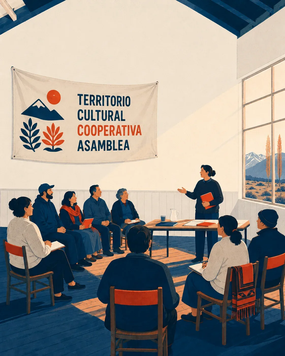 Asamblea de la cooperativa en una sala comunitaria de Ñuble